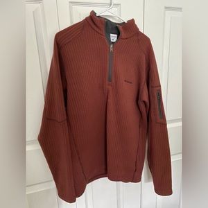Men’s medium rust/orange ribbed long sleeve Columbia quarter zip pull over